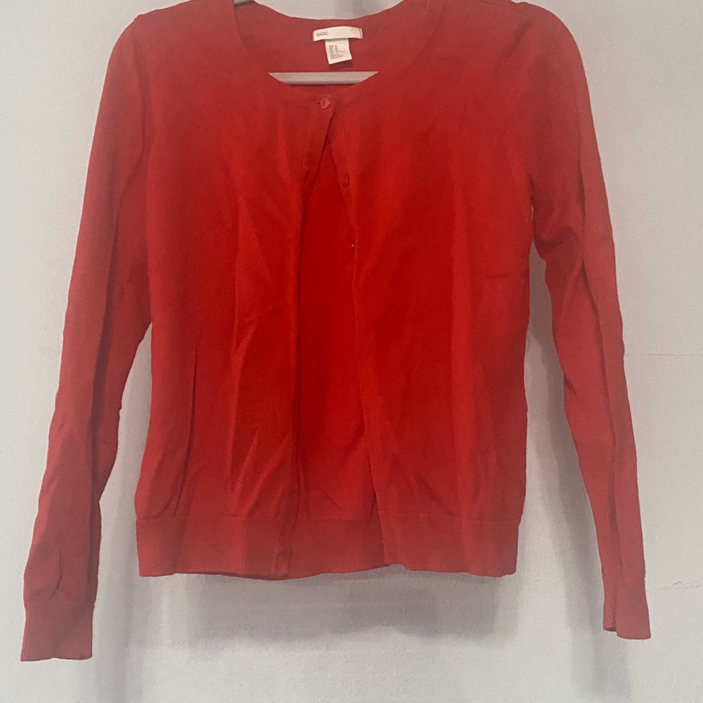 H&M Red Button-Up Cardigan